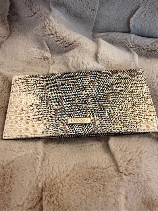 Brahmin Handbags - Brahmin Metallic Snake-Embossed Checkbook wallet in Gold and Cream